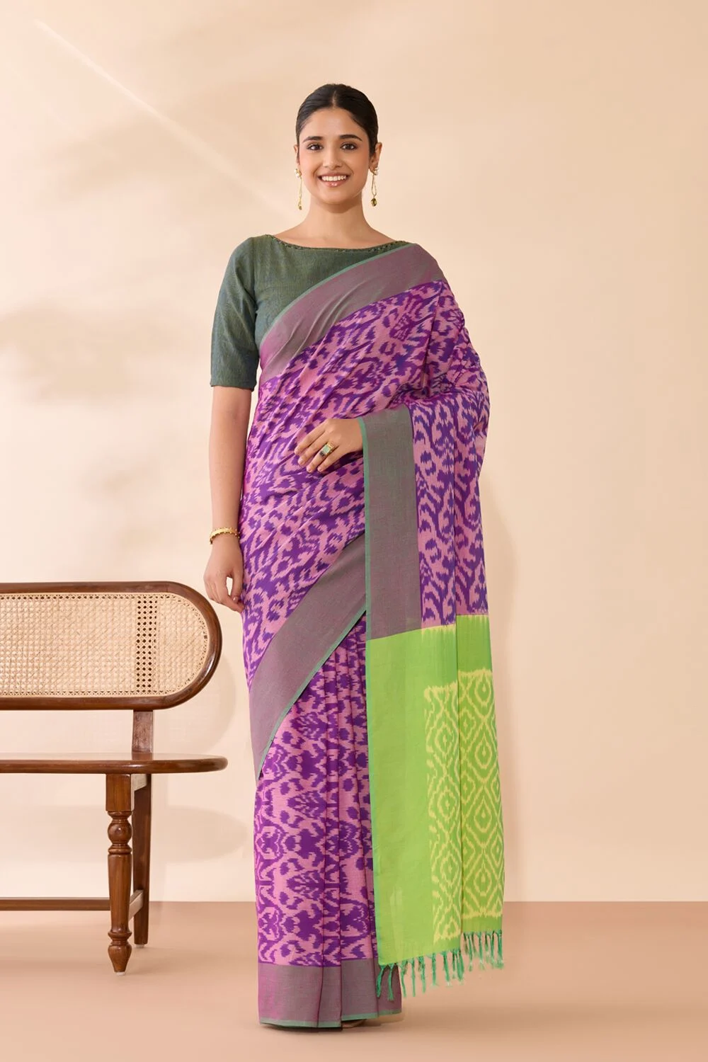 Cotton Saree with Temple Border